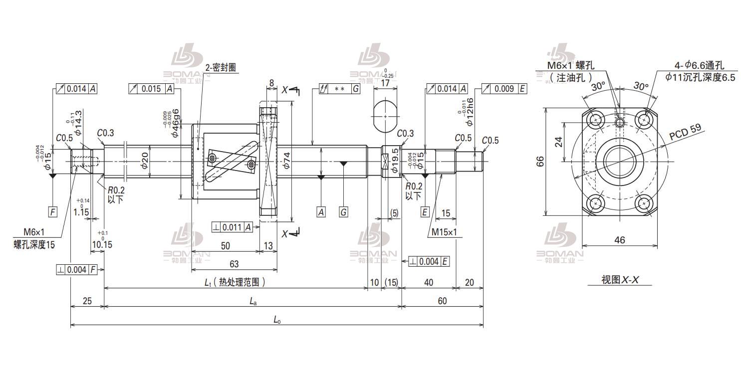 W2004FA-4-C5T20-FA标准滚珠丝杠