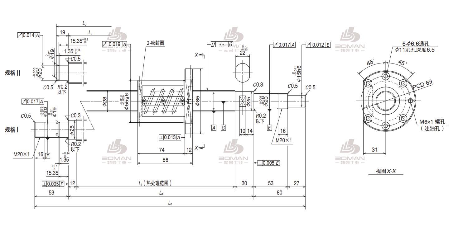 W2805SA-2Z-C5Z5-FA标准滚珠丝杠