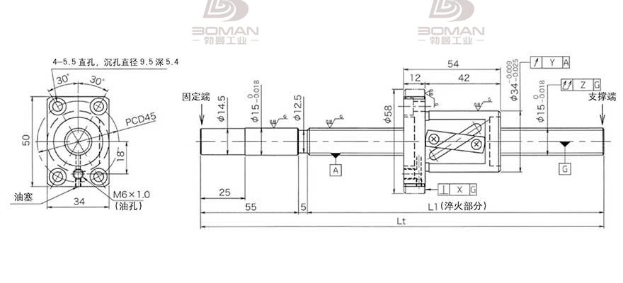 KURODA GG1515AS-BALR-0600A 黑田丝杆替换尺寸图解